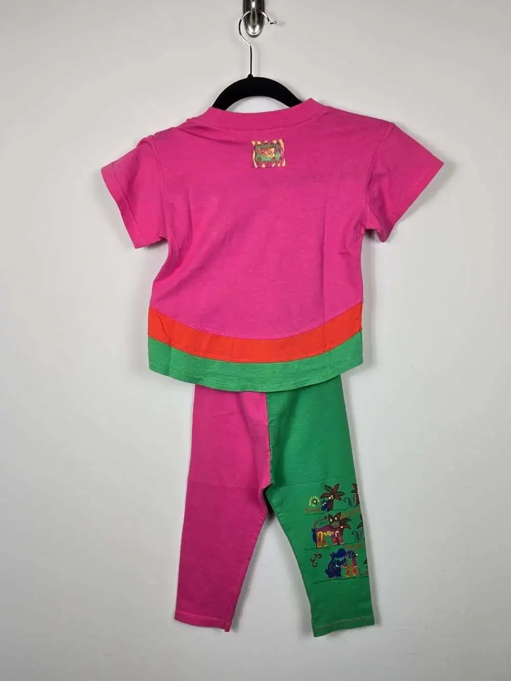 Vintage 90s Pampolina Girls Colorblock T Shirt Leggings Set Germany 92 Size 2/3T
